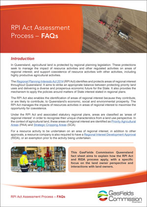 GasFields Commission 'Application of the RPI Act for land owners’ FAQs fact sheet